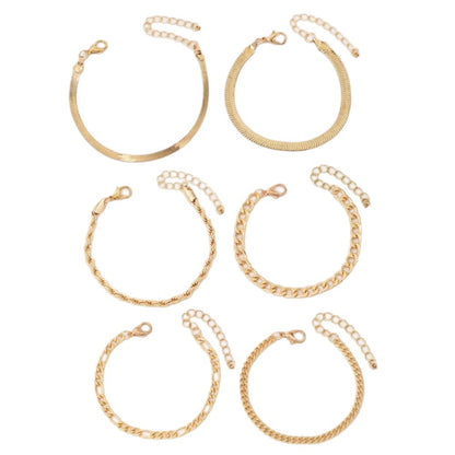 Multi-Style Gold Chain Bracelet Set Brehn