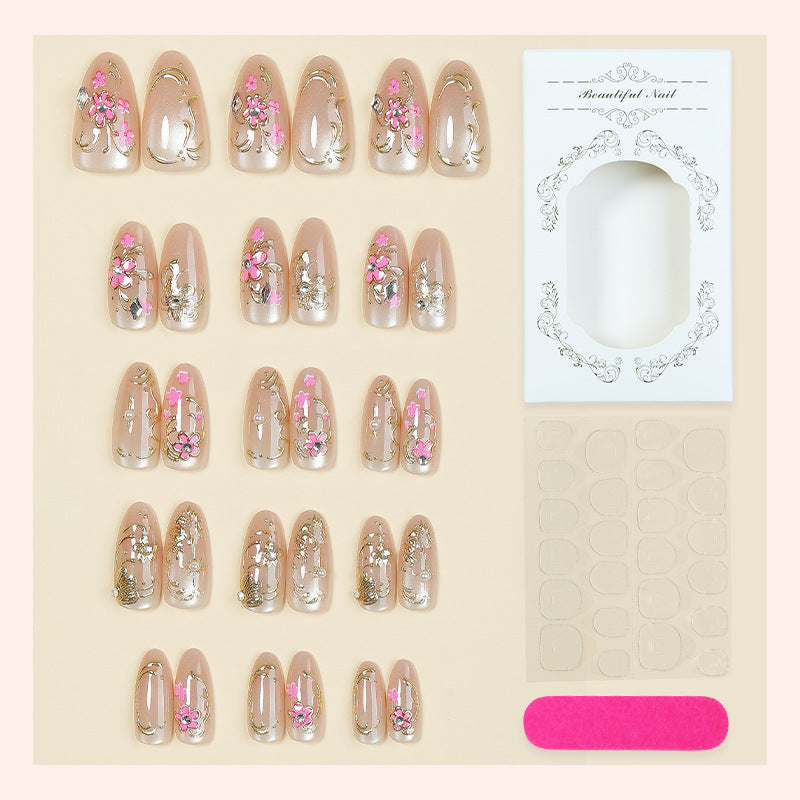 Dekoratives Press-On Nagelkunstset mit floralem Design Brehn