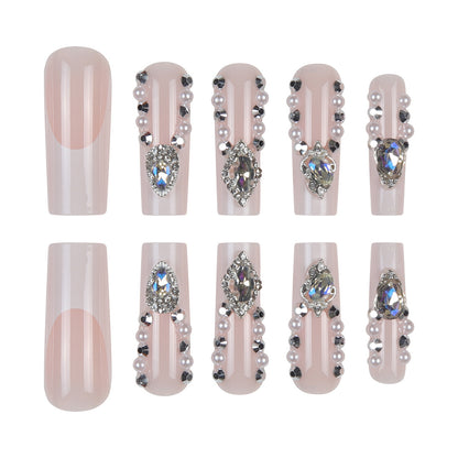 Dekorative mit Strass veredelte Stiletto Press-On Nägel Brehn