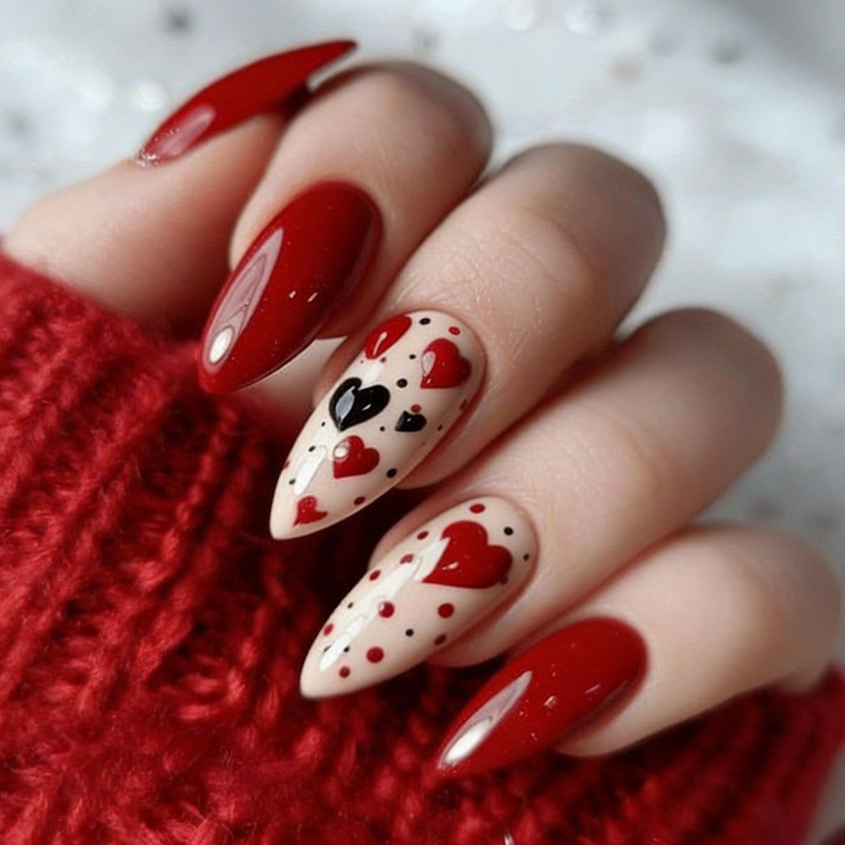 Herz-Themen Press-On Nagelkunst Set Brehn