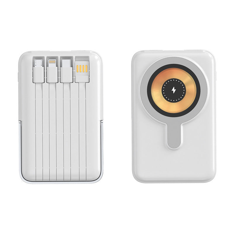 Tragbare Powerbank mit integriertem Kabelladesystem und schnellem Wireless-Charging Brehn