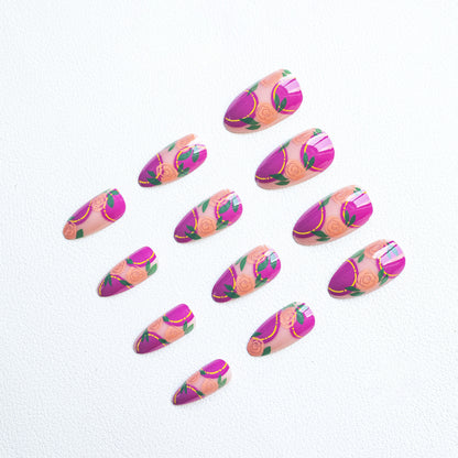 Floral Rose Acryl-Nagelkunst