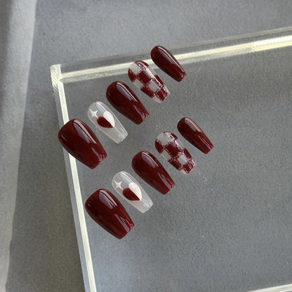 Dekoratives Herz-Applikation Press-On Nagelset