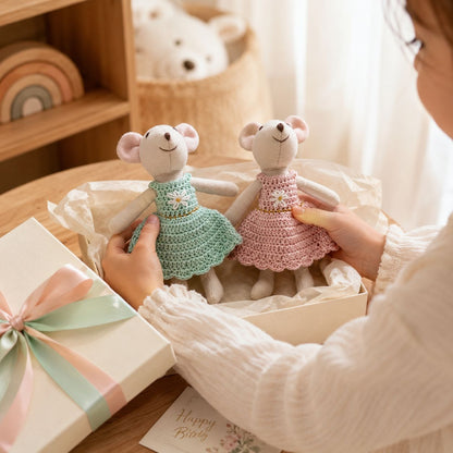 Handgenähte Leinenmaus Puppe