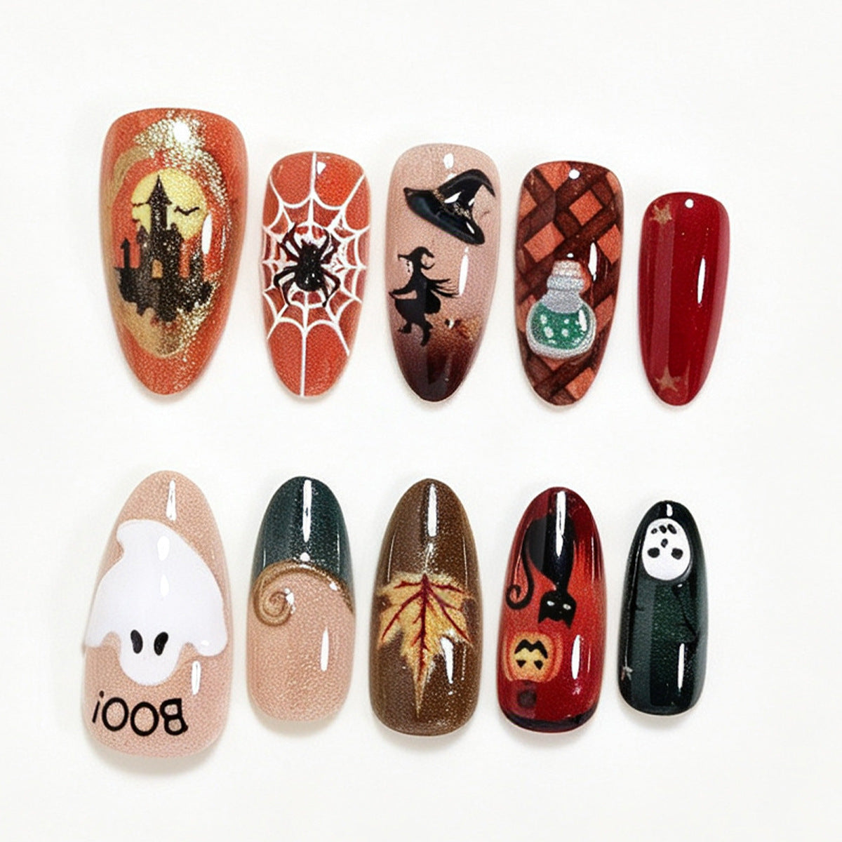 Halloween-Themen Dekorative Press-On Nagelkunst Set Brehn