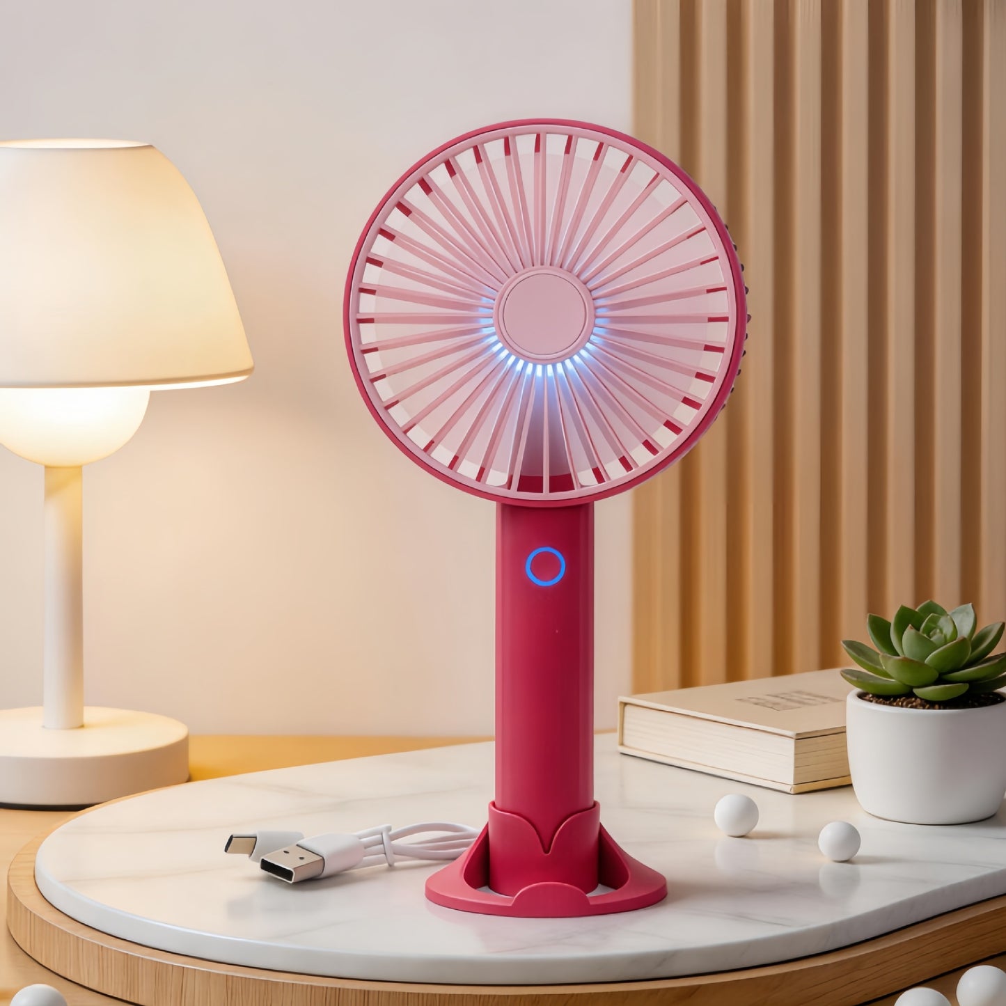 Damen Tragbarer Handventilator mit USB-Ladefunktion und LED-Beleuchtung Brehn