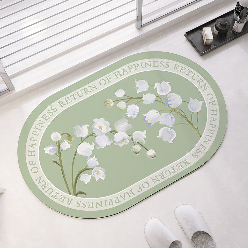 Oval Floral Pattern Badmatte Brehn