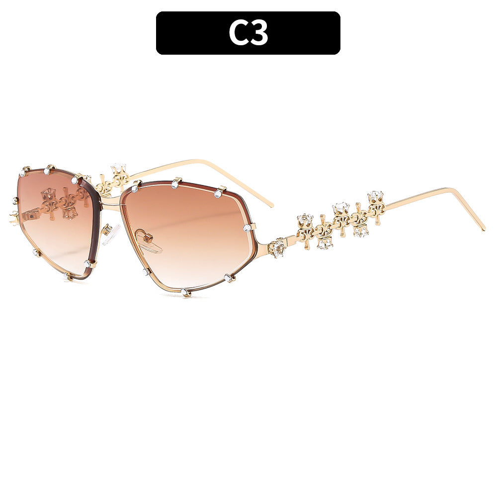 Modische geometrische Schildbrille mit Strass-Akzenten