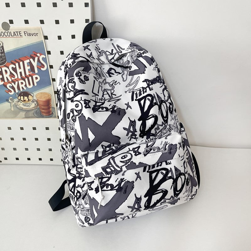 Künstlerischer Graffiti-Print Schulrucksack