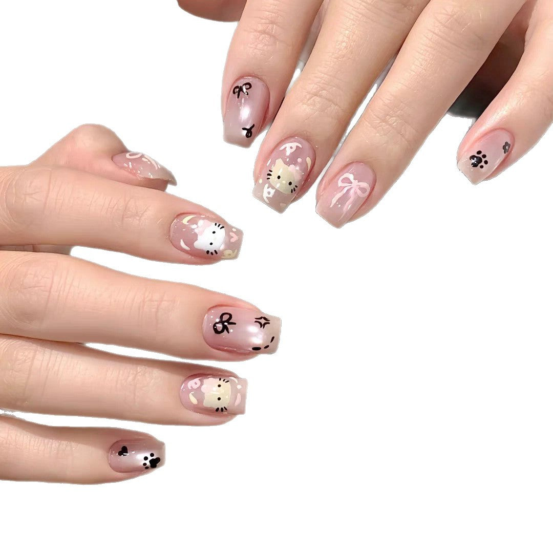 Süßes Hasen-Themen Press-On Nagelkunst Set Brehn