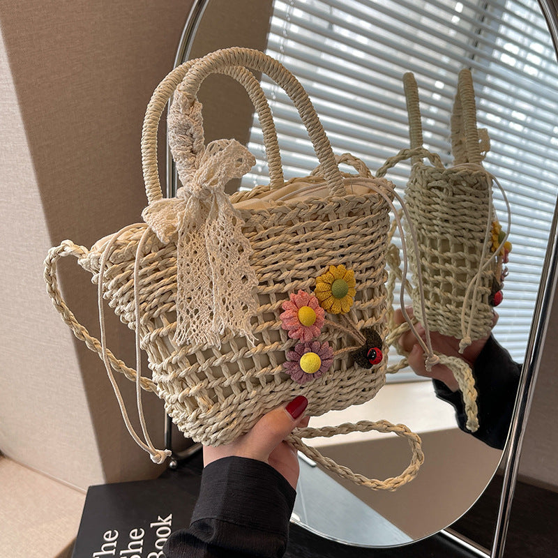 Handgefertigte florale bestickte gewebte Tragetasche