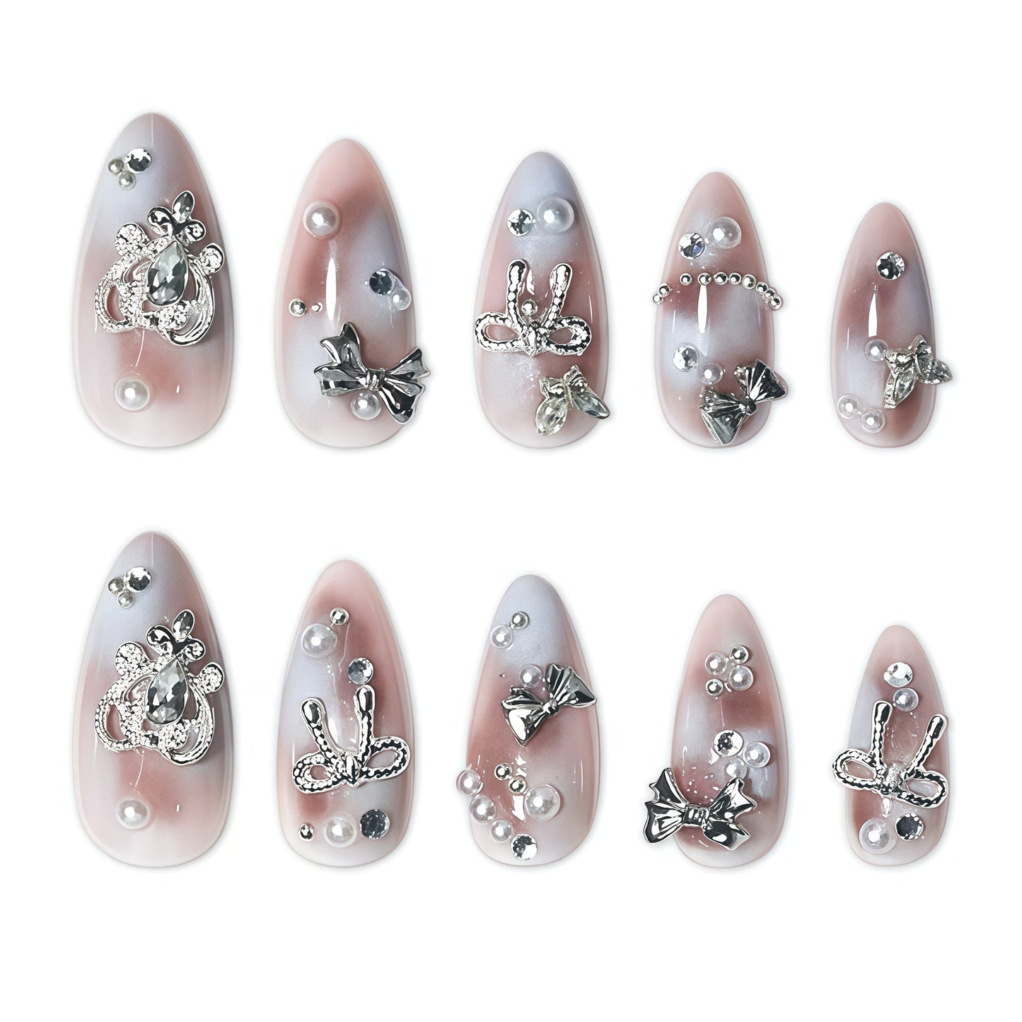 Dekorativer Stiletto Press-On Nagelset Brehn