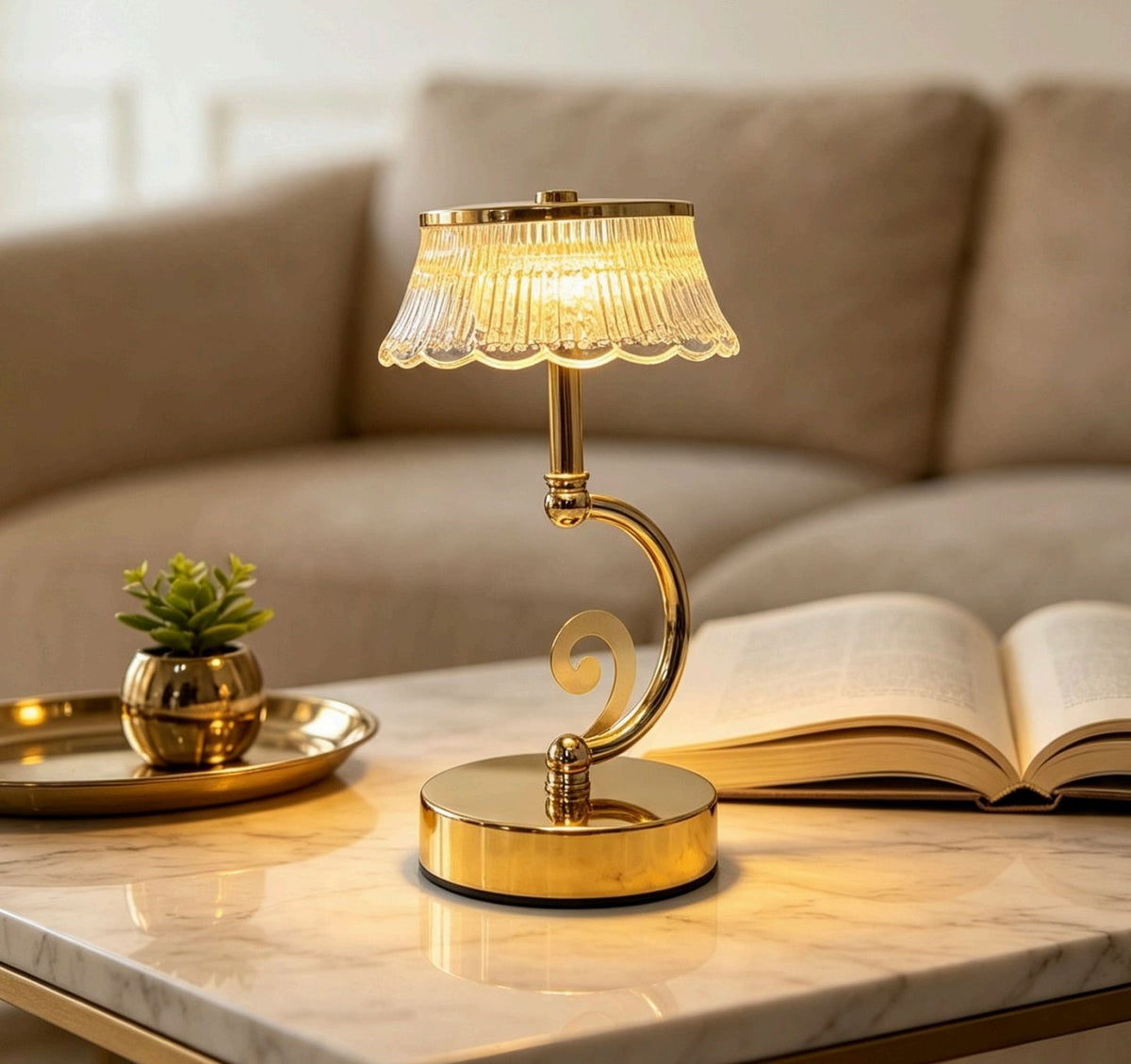 Künstlerische Glastischlampe