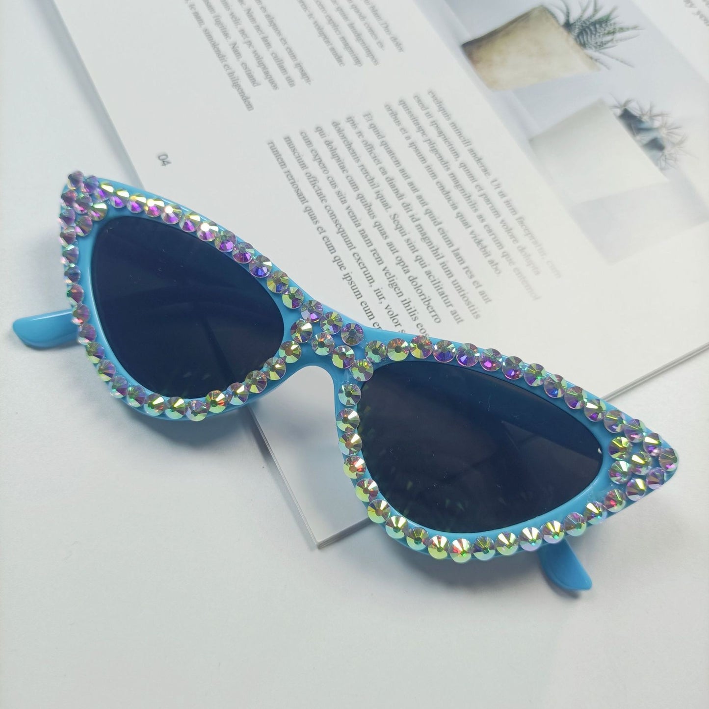 Damen Cat-Eye Sonnenbrille mit funkelndem Kristallbesatz Brehn