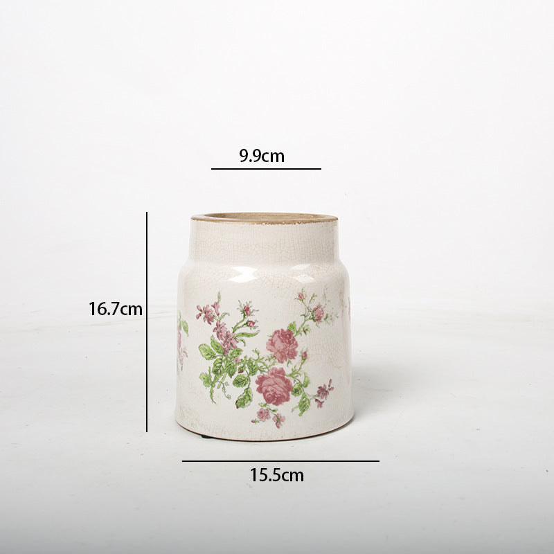 Deko Blumentopf mit floraler Verzierung Brehn