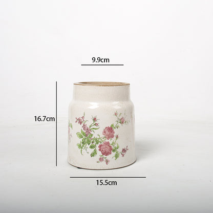 Deko Blumentopf mit floraler Verzierung Brehn
