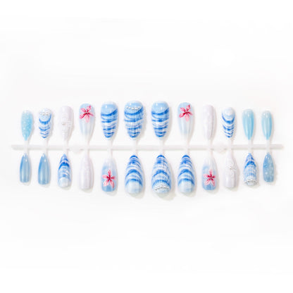 Künstlerisches floral und Muschel-Design Press-On Nagelkunst Set Brehn