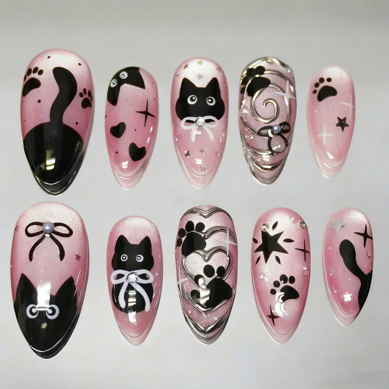 Kunstnagelset mit Katzenmuster Brehn