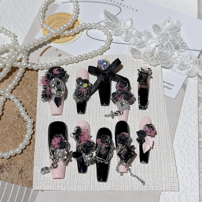 Elegantes dekoratives Press-On-Nagel-Set