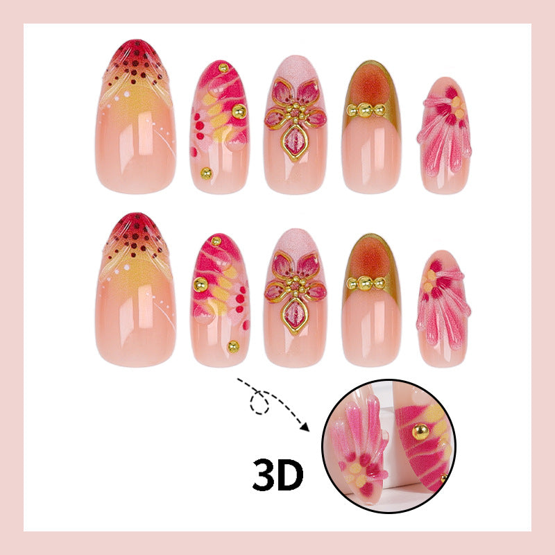 Kunstnagelset mit floralen Akzenten und funkelnden Details Brehn