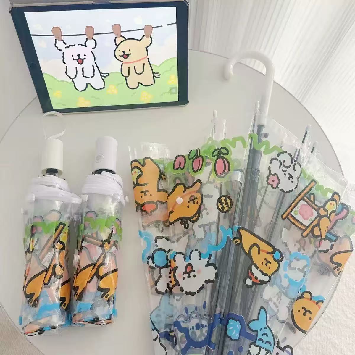 Damen Transparenter Regenschirm mit tierischen Motiven Brehn