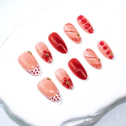 Künstlerisches Blumen-Thema Press-On Nail Set Brehn