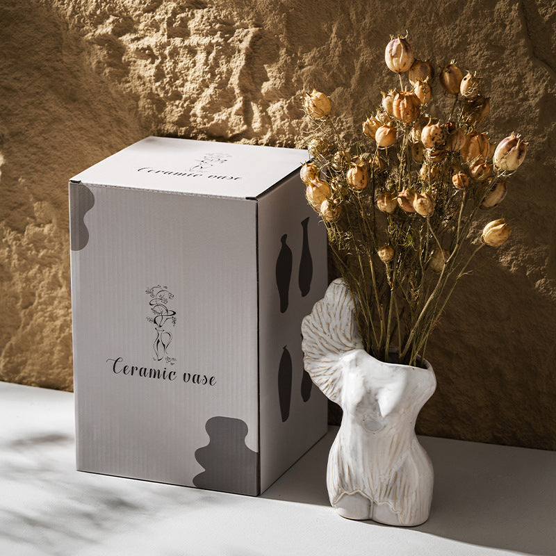 Handgeschnitzte Geflochtene Weibliche Torso Dekorative Keramische Knospenvase