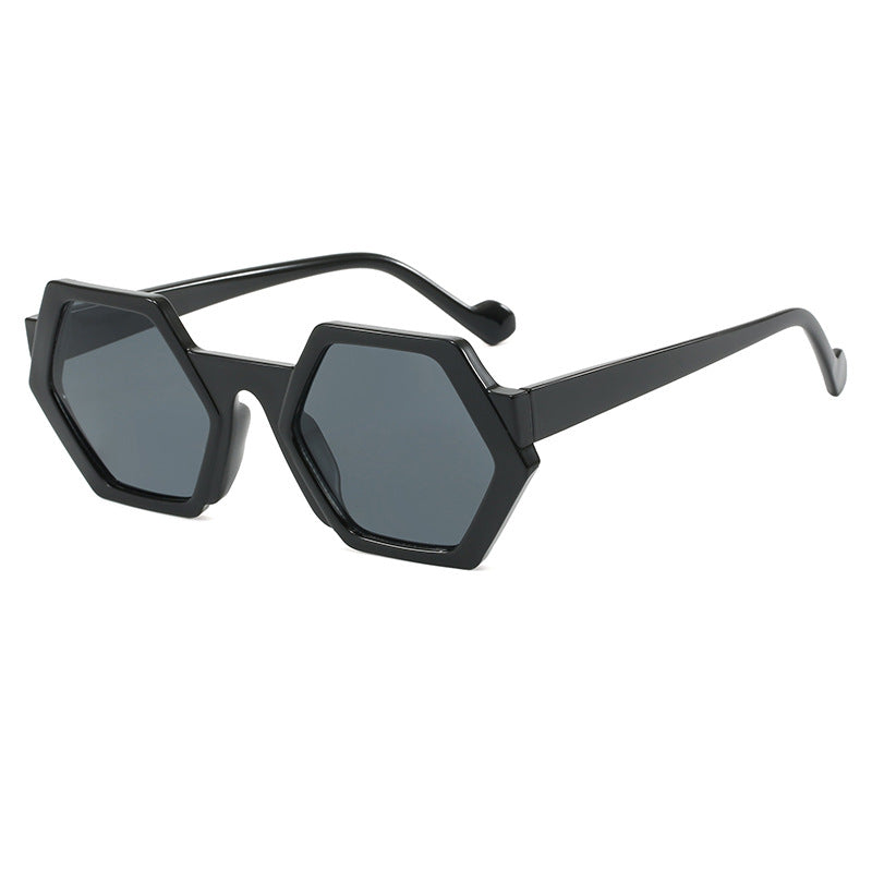 Damen hexagonale Katzenaugen-Sonnenbrille mit urbanem Leopardenmuster Brehn
