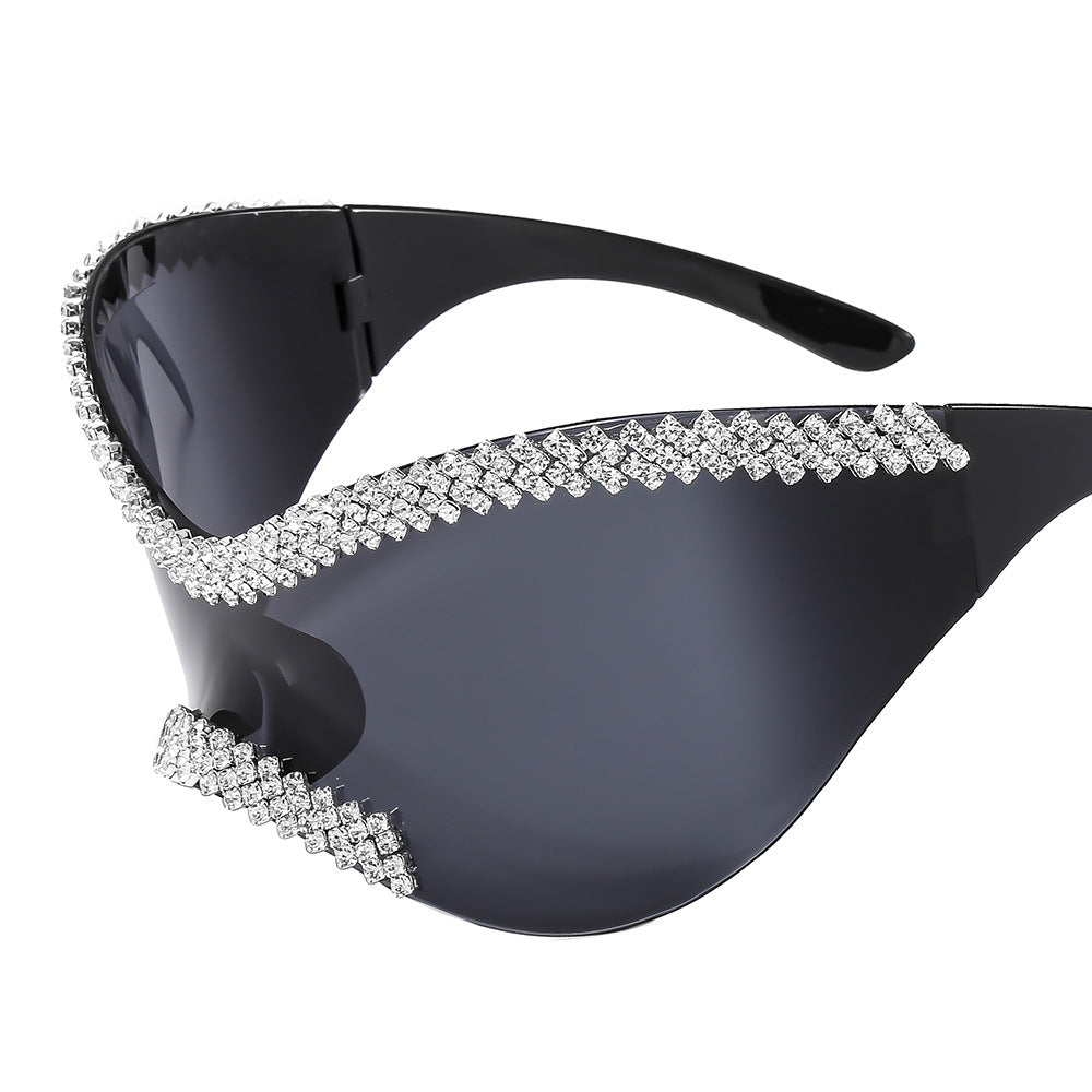 Damen Glamouröse Hochglanz-Sonnenbrille mit Kristallrand Brehn
