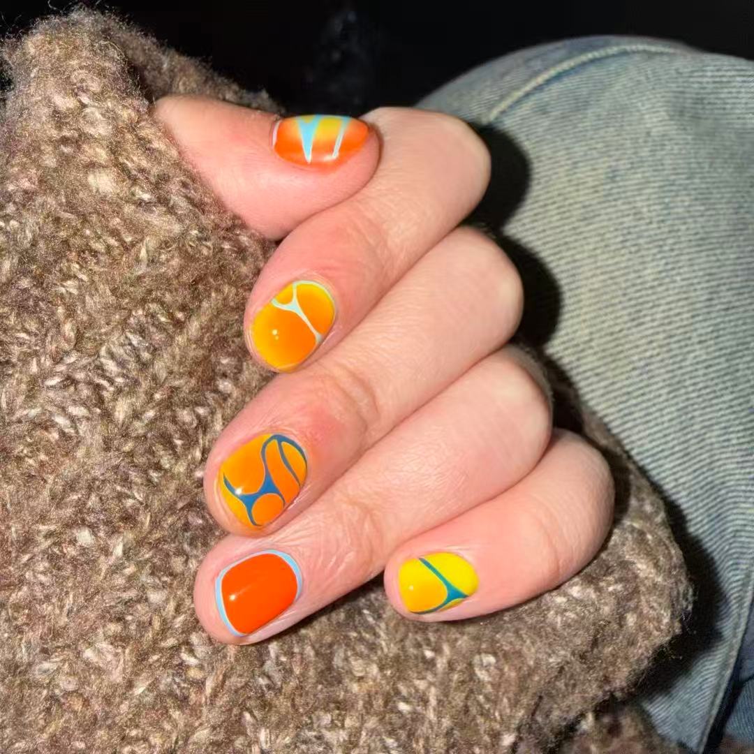 Künstlerisches katzenmotiviertes Press-On-Nagelkunstset Brehn