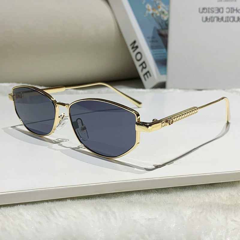 Damen elegante Sonnenbrille mit funkelndem Metallrahmen Brehn