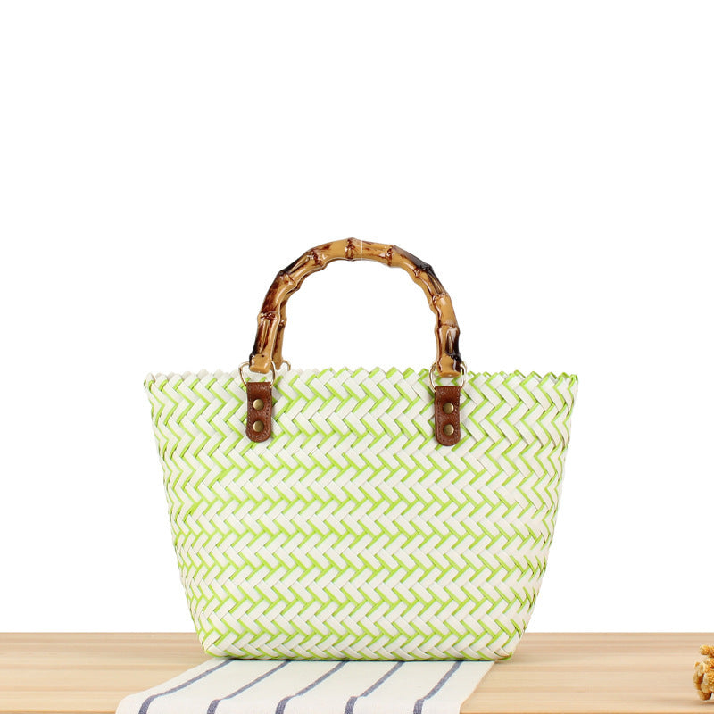 Elegante Basttasche mit Bambusgriffen Brehn