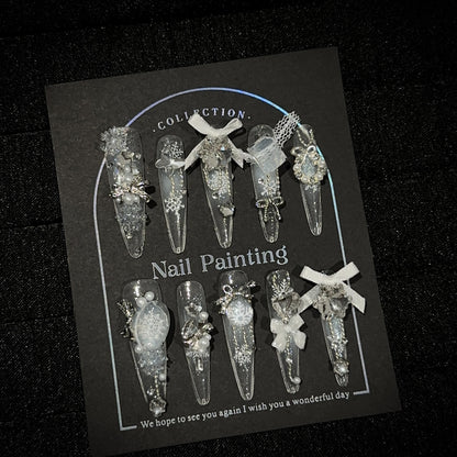 Ausgefallenes Press-On Nageldesign-Set