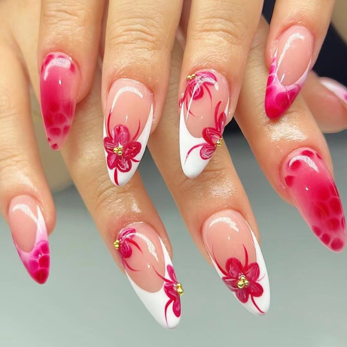 Elegante Floral Stiletto Nagelkunst Brehn 1787977864
