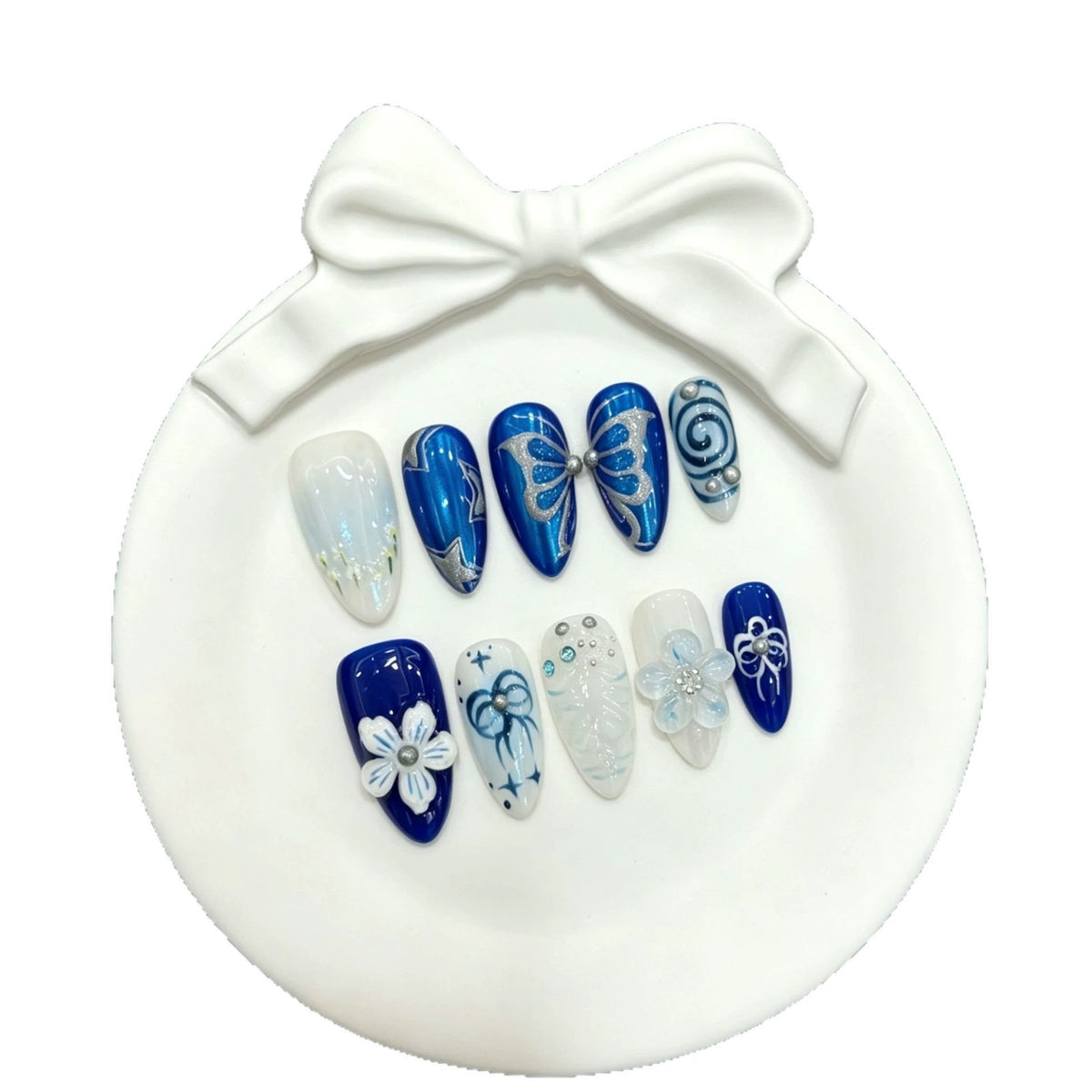Dekorative Schmetterlings Press-On Nagelkunst Kollektion