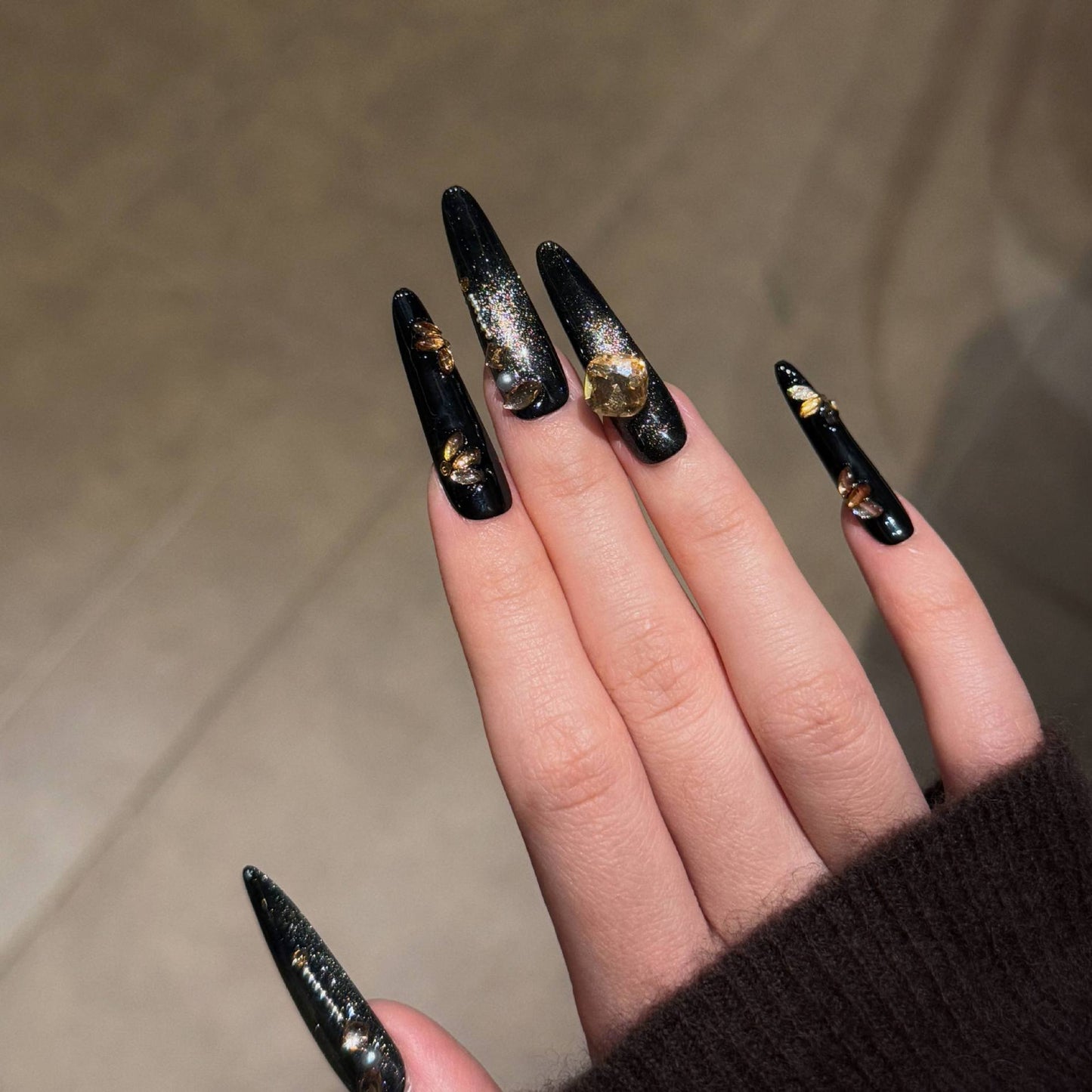Premium Glitzerndes Stiletto Press-On Nagelset Brehn