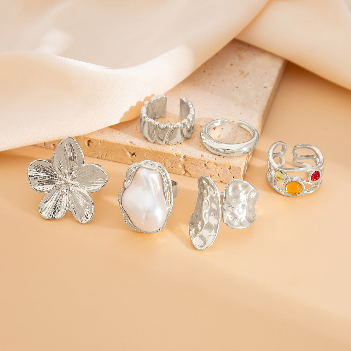 Florale Silber Statement Ring Brehn