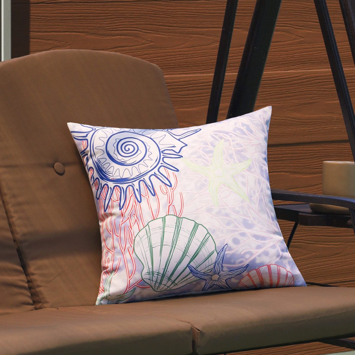 Quadratischer Dekorativer Kissenbezug mit maritimem Seestern‑Print aus pflegeleichtem Polyester Brehn