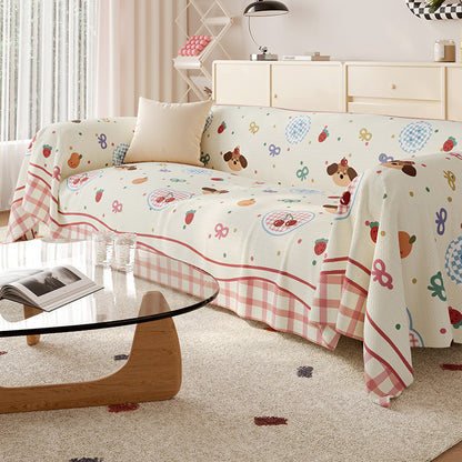 Stretch-Fit Decorative Sofa Slipcover Protector with Cute Cartoon Puppy Print