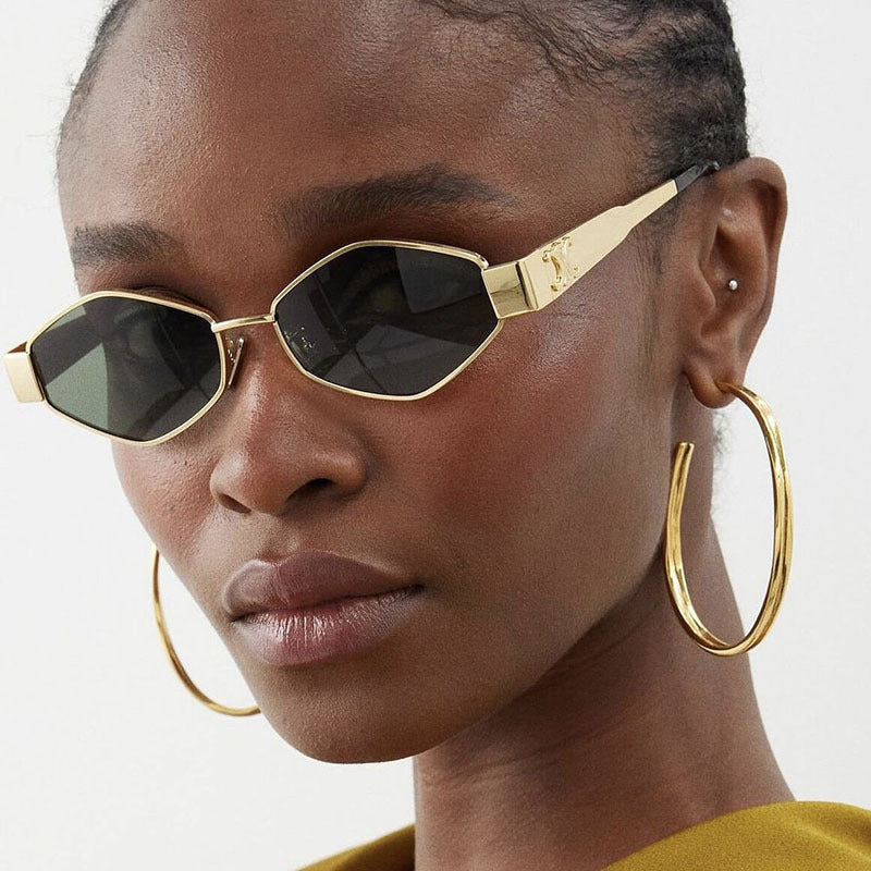 Damen hexagonale Designer-Sonnenbrille mit innovativem Metallrahmen Brehn