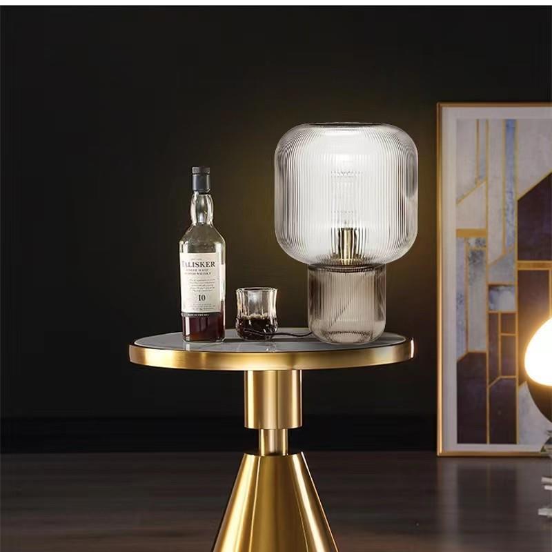 Elegante Glas Rippentischlampe