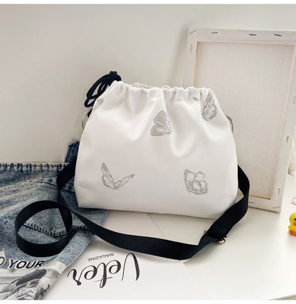 Elegante Drawstring Schmetterlingsdruck Handtasche