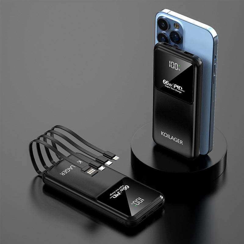 Multifunktionale Powerbank mit Integrierten Ladekabeln und Lcd-Anzeige Brehn