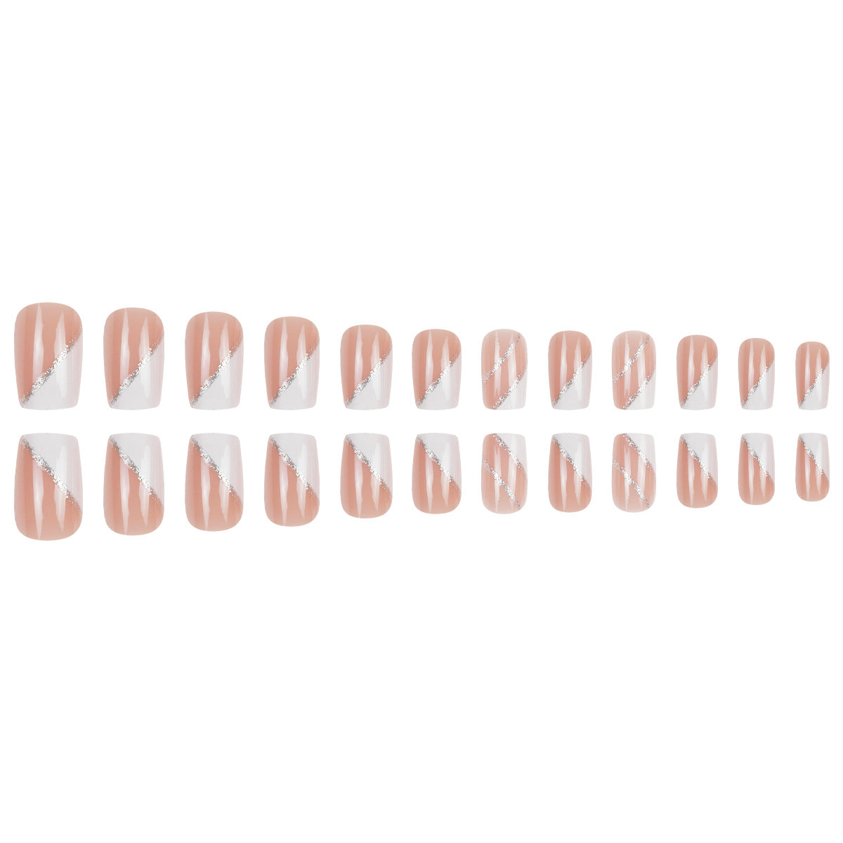 Elegante French Tip Stiletto Press-On Nägel mit Glitzerakzenten Brehn