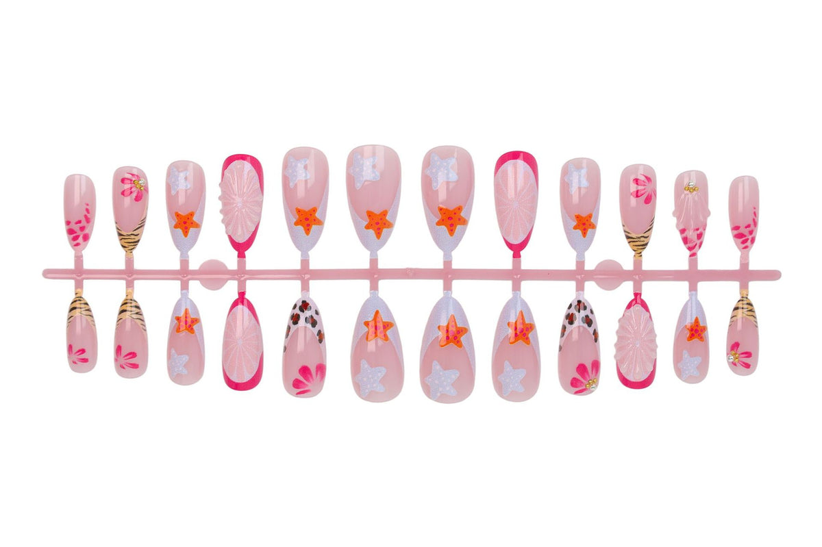 Kunstnagelset mit kreativen floralen und maritimen Designs Brehn