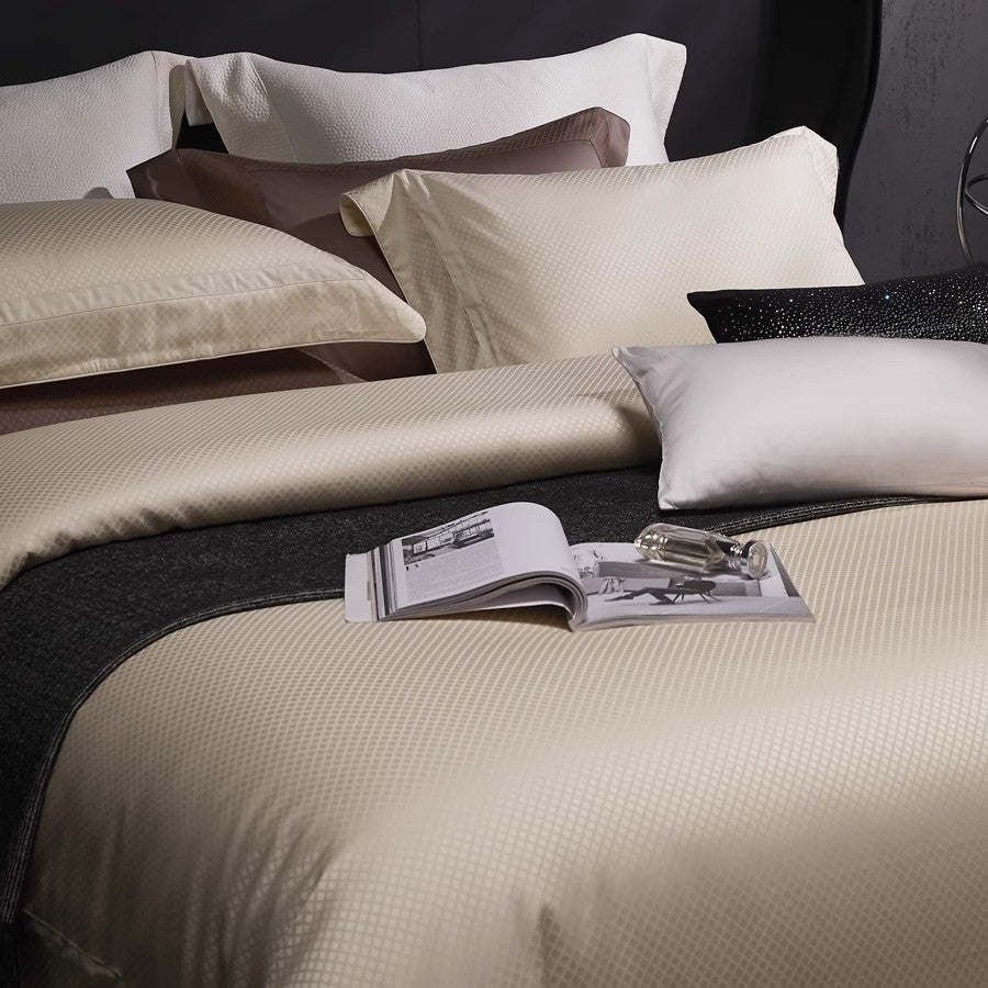 Mikro-Jacquard Satin-Feel Bettbezug und Umschlagkissenbezug Set