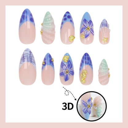 Kunstnagelset mit zeitlosen Blumendesigns und eleganten Akzenten Brehn