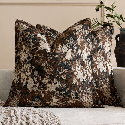 Übergroßes Jacquard Blumen Velours Kissenbezug mit verdecktem Reißverschluss