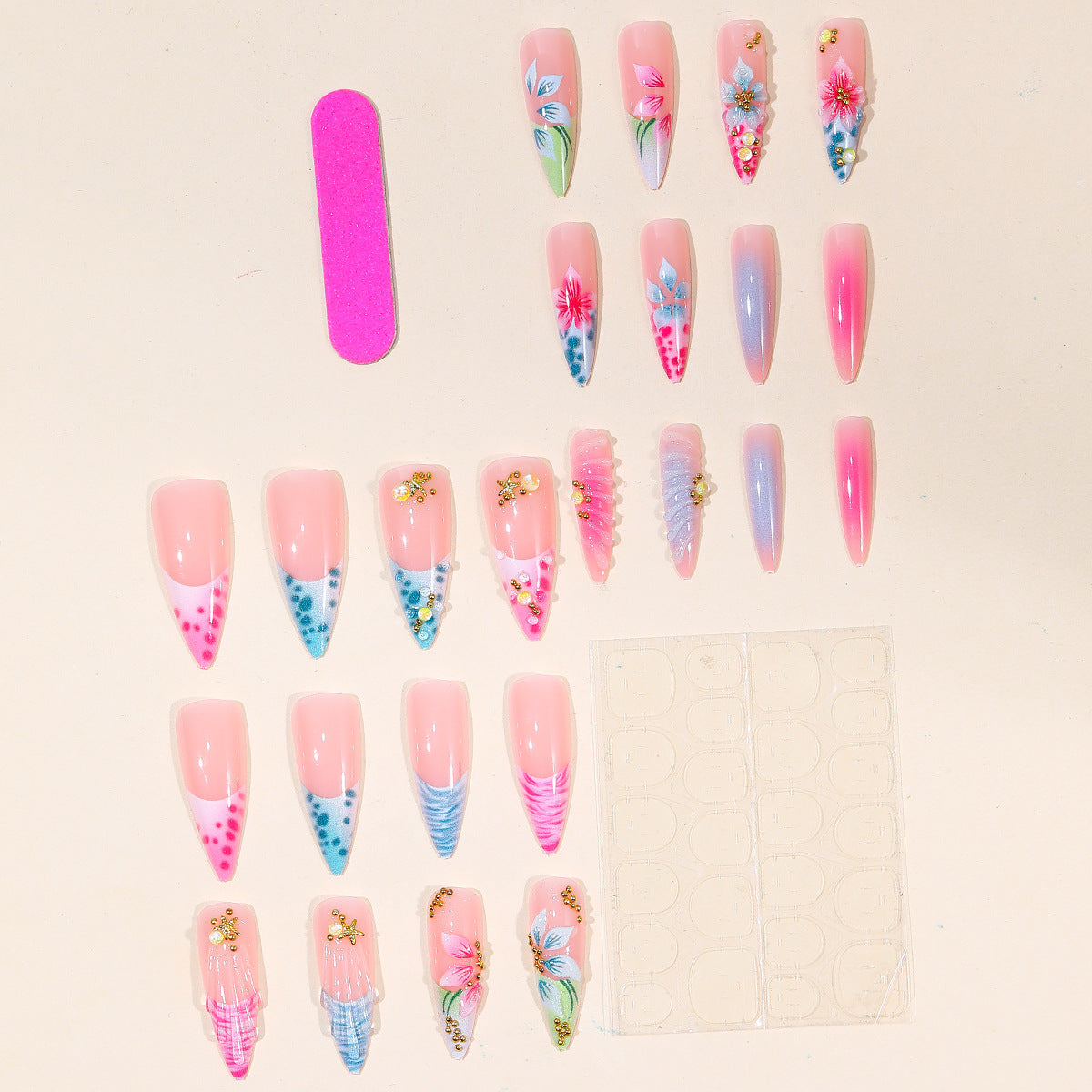 Künstlerische 3D Blumen Acryl Nagelverlängerungen Brehn