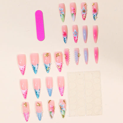 Künstlerische 3D Blumen Acryl Nagelverlängerungen Brehn